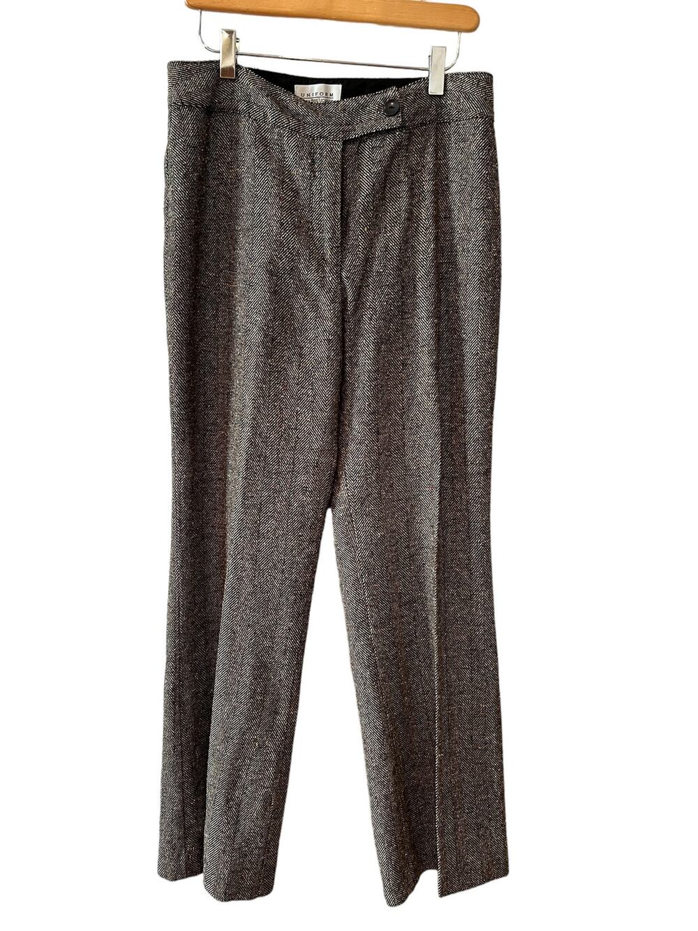 John Paul Richard Uniform Black & Tan Herringbone Wide Leg Dress Pants 10